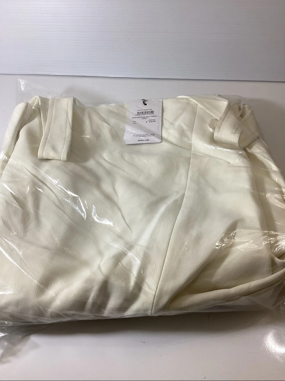 Reiss Ivory Dina Waisted Cut-Out Twill Midi Dress